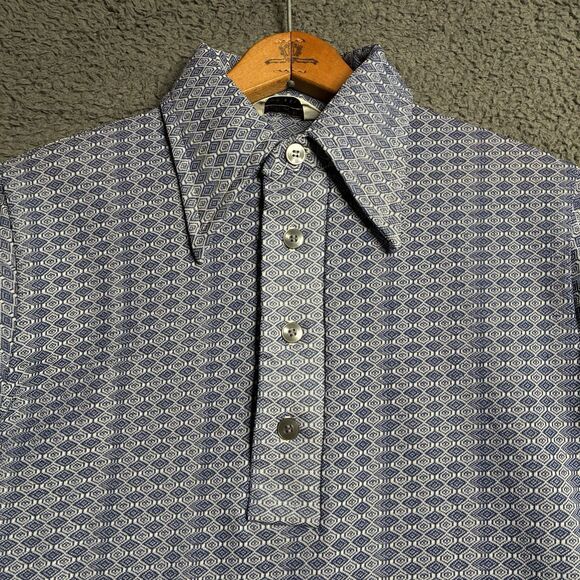 Career Club Vintage 70s Polo Shirt Mens Medium Geometric Rockabilly Made In USA - Picture 1 of 13
